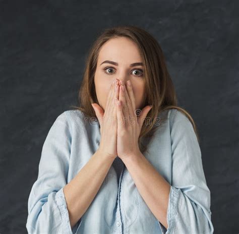 Shocked Girl With Closed Mouth In Full Disbelief Stock Image Image Of