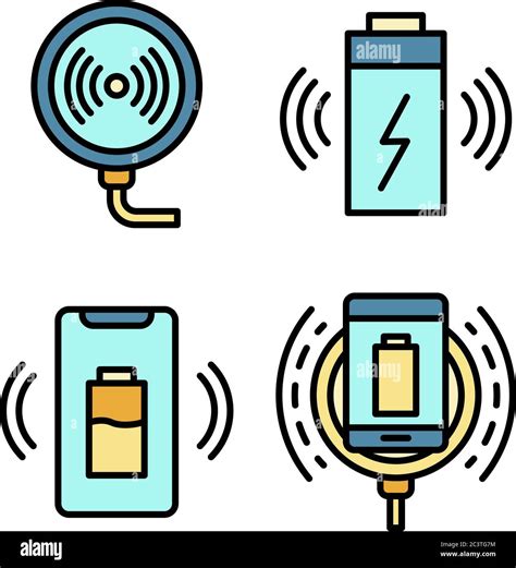 Wireless Charger Icons Set Vector Flat Stock Vector Image Art Alamy