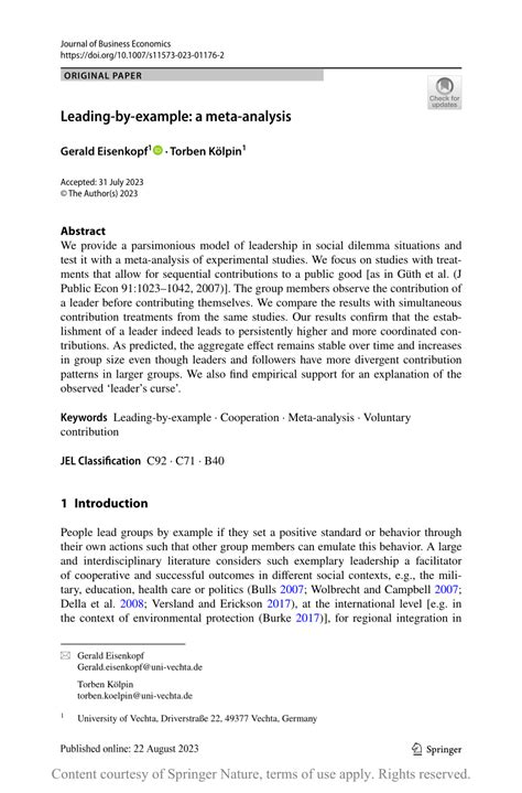 (PDF) Leading-by-example: a meta-analysis