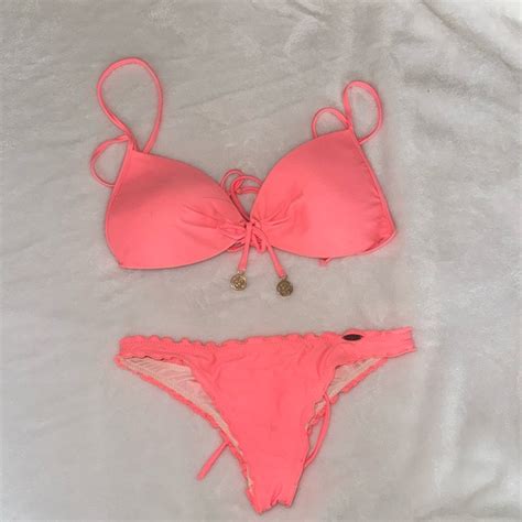 Luli Fama Swim Hot Pink Scrunch Thong Bikini Luli Fama Poshmark