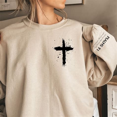 Psalms 91 Sleeve Print Sweatshirt Religious Gifts For Christmas Bible