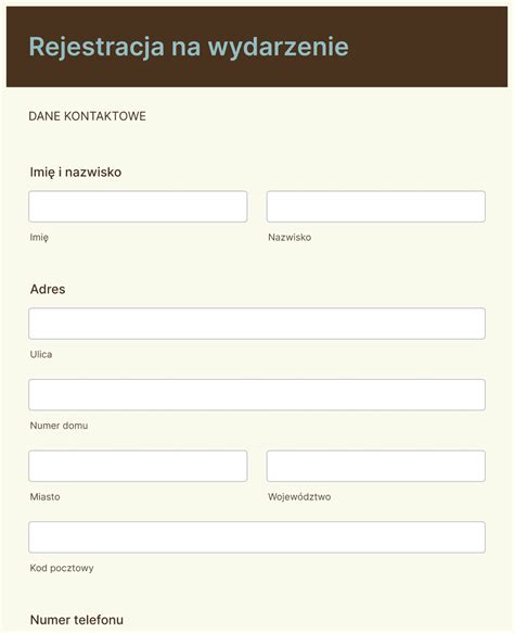 Rejestracja Online Na Wydarzenie Szablon Formularza Jotform