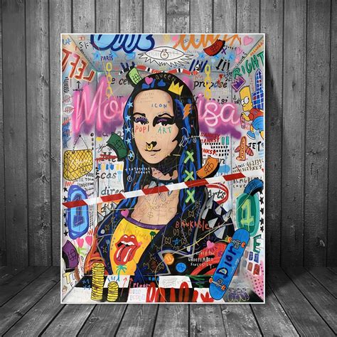 Graffiti Art Mona Lisa Modern Abstract Painting Printed on Canvas ...