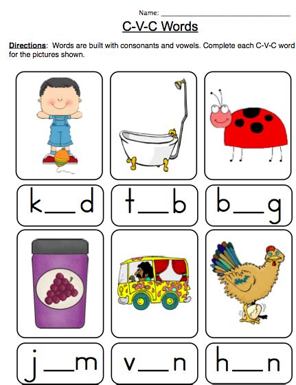 Cvc Word Worksheets For Reception And Year 1 Initial Sound And Final