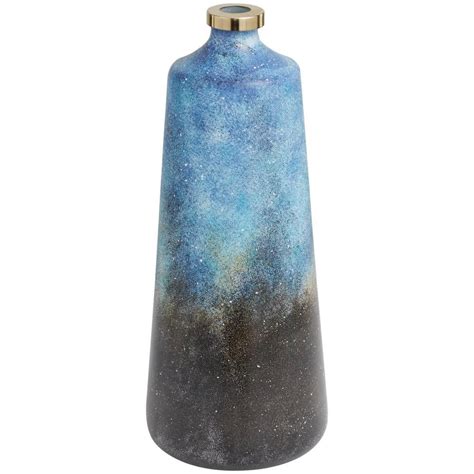 Litton Lane 17 In Blue Galaxy Inspired Glass Abstract Decorative Vase