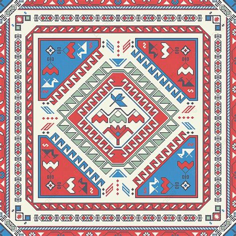 Traditional Georgian Folk Art Embroidery Vector Pattern Background