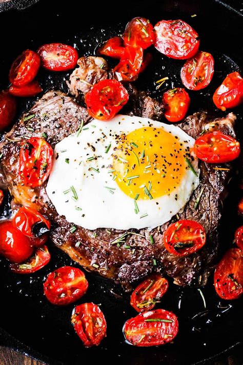 Steak And Eggs With Blistered Tomatoes Recipe Steak And Eggs Roasted Cherry Roasted Cherry