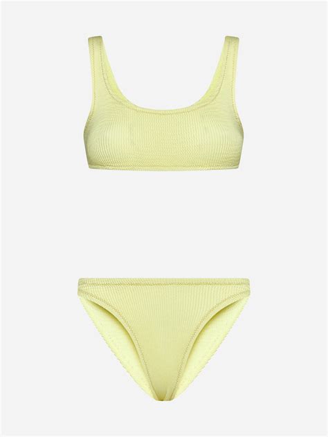 Reina Olga Ginny Boobs Crinkle Bikini Set In Pastel Yellow ModeSens