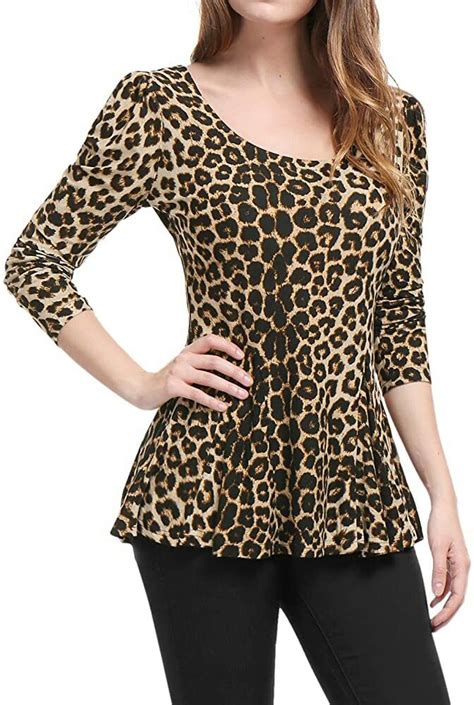 Allegra K Womens Printed Peplum Top Halloween Shoulder Pad Long Sleeve