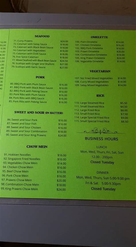 Menu At Chow King Restaurant Young