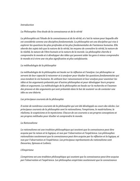 Philosophy Study Notes Introduction La Philosophie Une étude de la