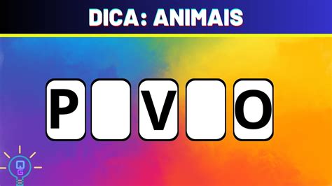 ADIVINHE A PALAVRA POUCAS LETRAS DICA ANIMAIS QUIZ GERAL 59