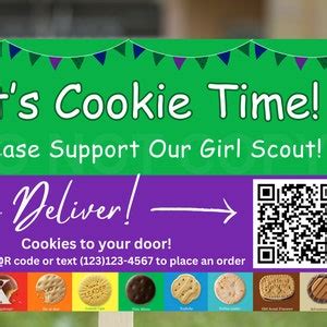 Girl Scout Cookies Yard Sign With QR Code 12x18 Printable Cookie Lawn