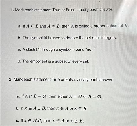 Solved Mark Each Statement True Or False Justify Each Chegg