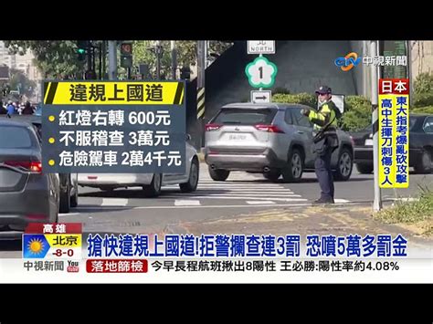 險 轎車違規右轉上國道 警抓車窗攔查一路追│中視新聞 20220115