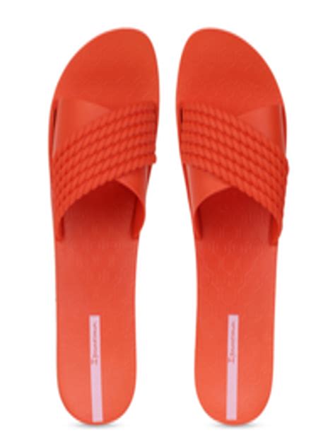 Buy Ipanema Women Orange Printed Sliders Flip Flops For Women