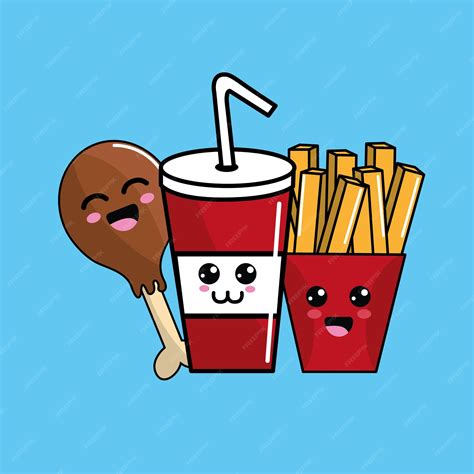 Premium Vector Kawaii Fast Food Icon Adorable Expression