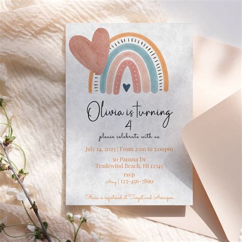 Boho Rainbow Invitation Template Colored Rainbow Boho Rainbow Invite