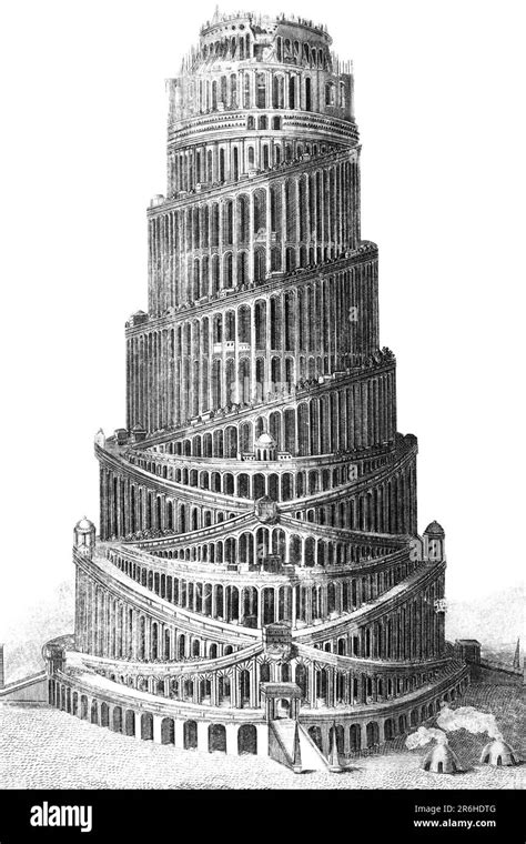 Bc Engraving Depicting The Tower Of Babel Biblical Origin Myth