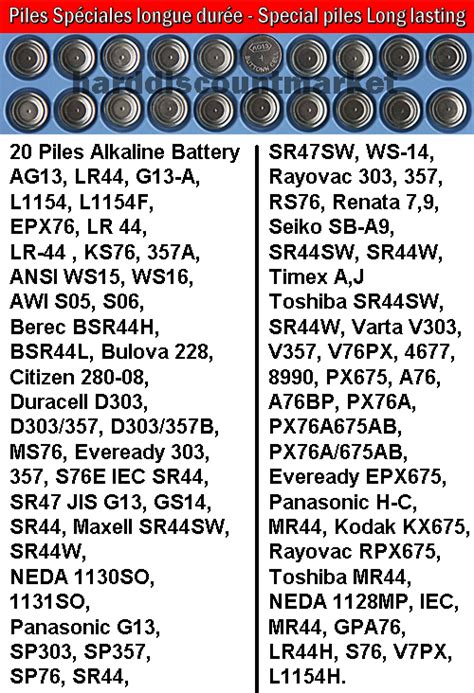 Ag13 Battery Equivalent Chart