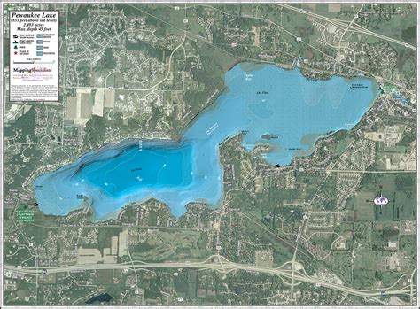 Pewaukee Lake Enhanced Wall Map - Mapping Specialists Limited