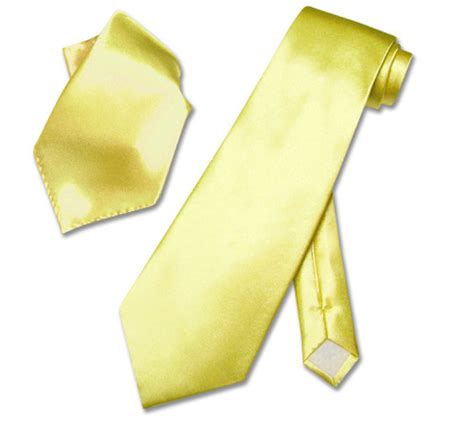 Solid Yellow Necktie Handkerchief Mens Neck Tie Set