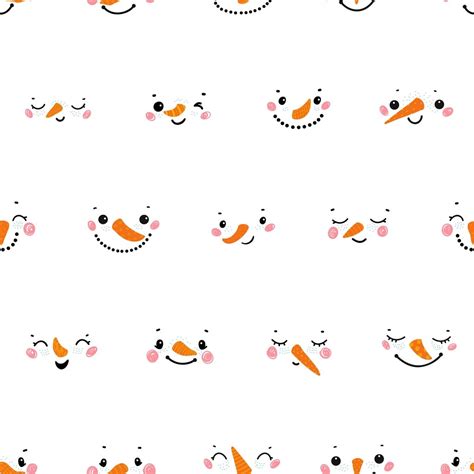 Cute Snowman Faces Fabric - White – ineedfabric.com