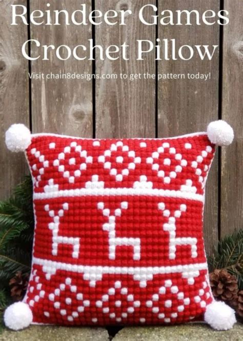 Crochet Reindeer Games Pillow Free Pattern Free Crochet Pattern