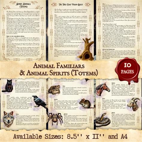 Animal Familiars And Spirit Animals Totems Instant Digital Download