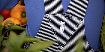 Amazon Key Apparel Garment Washed Zip Fly Hickory Stripe Bib