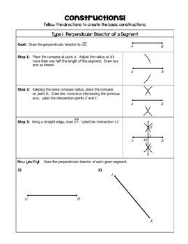 Geometry Constructions - Instructions with Practice by All Things Algebra