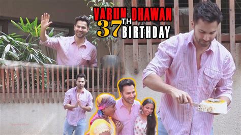 Varun Dhawan 37th Birthday Celebration With Fans Cake Cutting