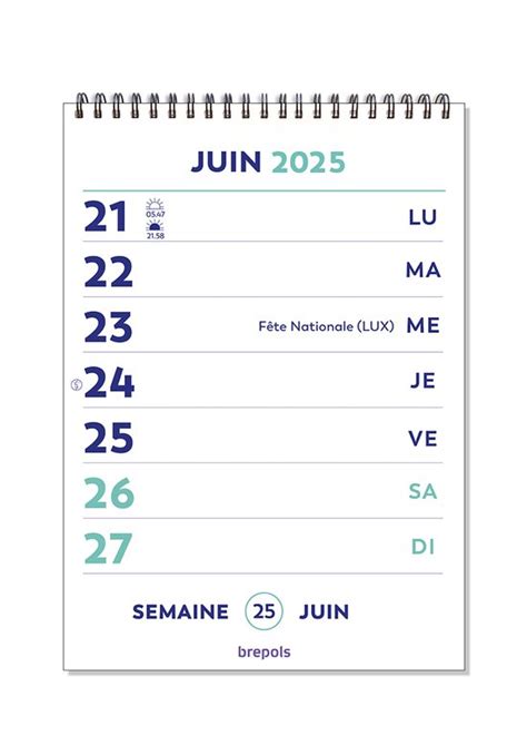 Brepols Optivision FR Calendrier 2025 Grands Chiffres Lettres