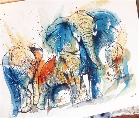 Elephant Family Drawing at PaintingValley.com | Explore collection of ...