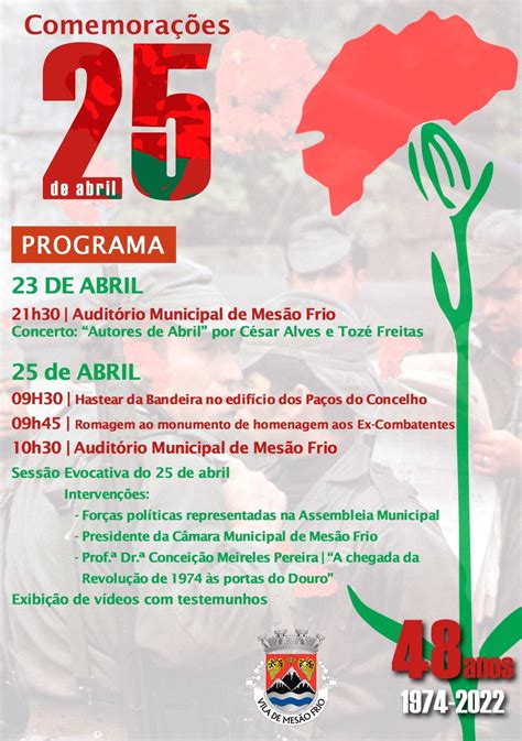 Programa Comemorativo do 25 de Abril 48 anos de Liberdade CM Mesão Frio