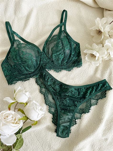 Elegant Green Lace Lingerie Set For Women On Luulla