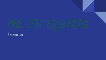 One Step Equation- Full Lesson by Abby R | TPT