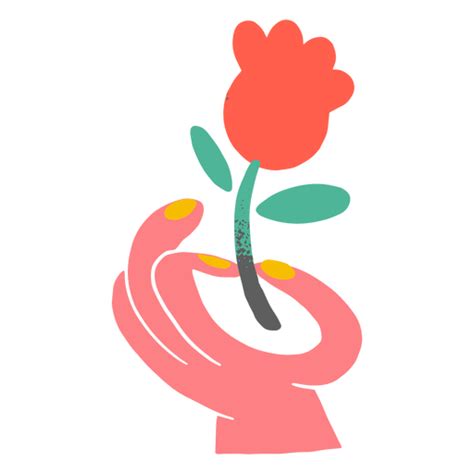 Diseño Png Y Svg De Rosa Y Mano Rosa Para Camisetas