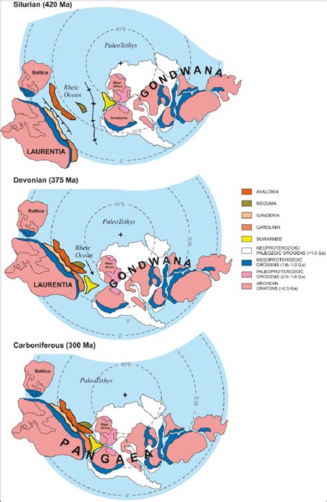 Middle Paleozoic Silurian Carboniferous Proposed Paleogeographic