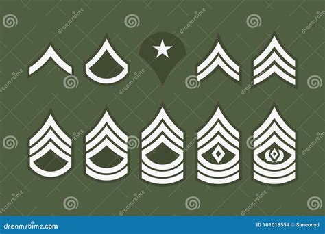 Military Ranks Stripes And Chevrons Vector Set Army Insignia Stock