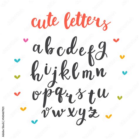 Cute letters. Hand drawn calligraphic font. Lettering alphabet Stock ...