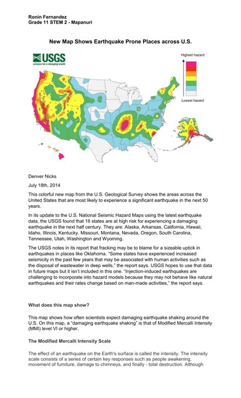 Geohazard Map In America