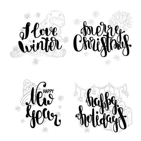 Vector set of handwritten New Year quotes. I like winter. 13338328 ...