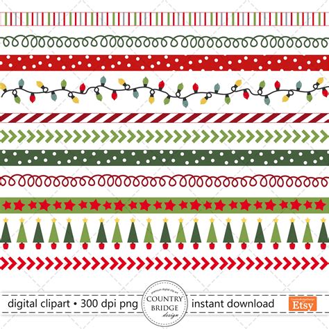 Christmas Borders Clipart Holiday Borders Clip Art Set - Etsy