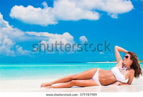 Woman White Bikini Lying On Tropical Stock Photo 379787989 Shutterstock
