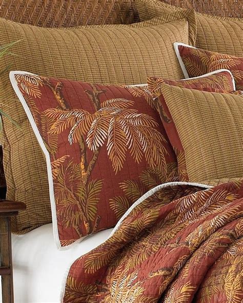 Tommy Bahama Orange Cay 2 Quilted Euro Pillow Shams Tropical European Euc Tommybahama Tropical