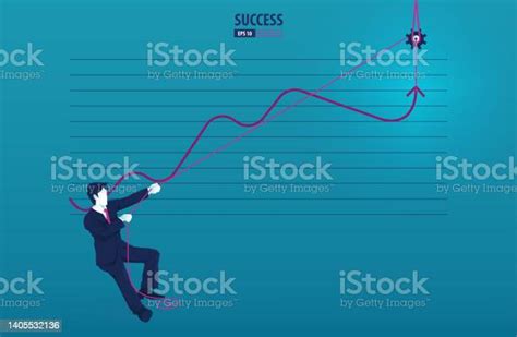 밧줄로 화살표 그래프를 당기는 사업가 개념에 대한 스톡 벡터 아트 및 기타 이미지 개념 개선 겨냥 Istock