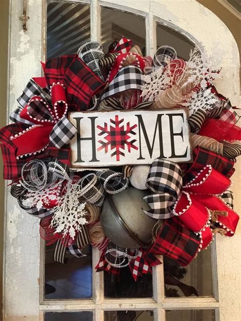 Home Buffalo Plaid Red And Black Christmas Wreath Christmas Wreaths