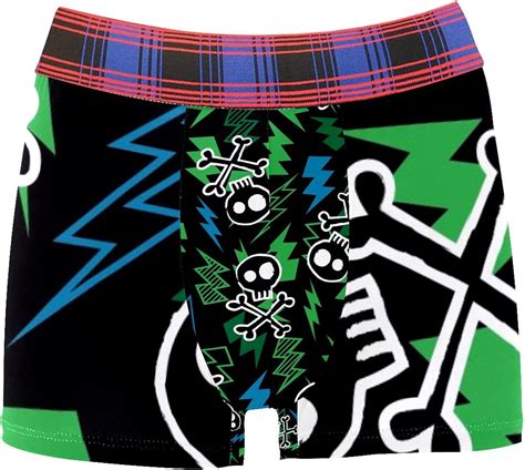 Lorvies Boxer Briefs Skull And Lightning Bolt Pattern Men Underwear Short Leg Polyester Spandex