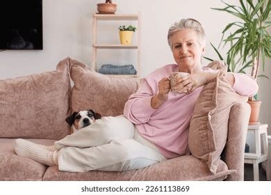 Smiling Mature Elder S Woman Sitting Stock Photo Shutterstock